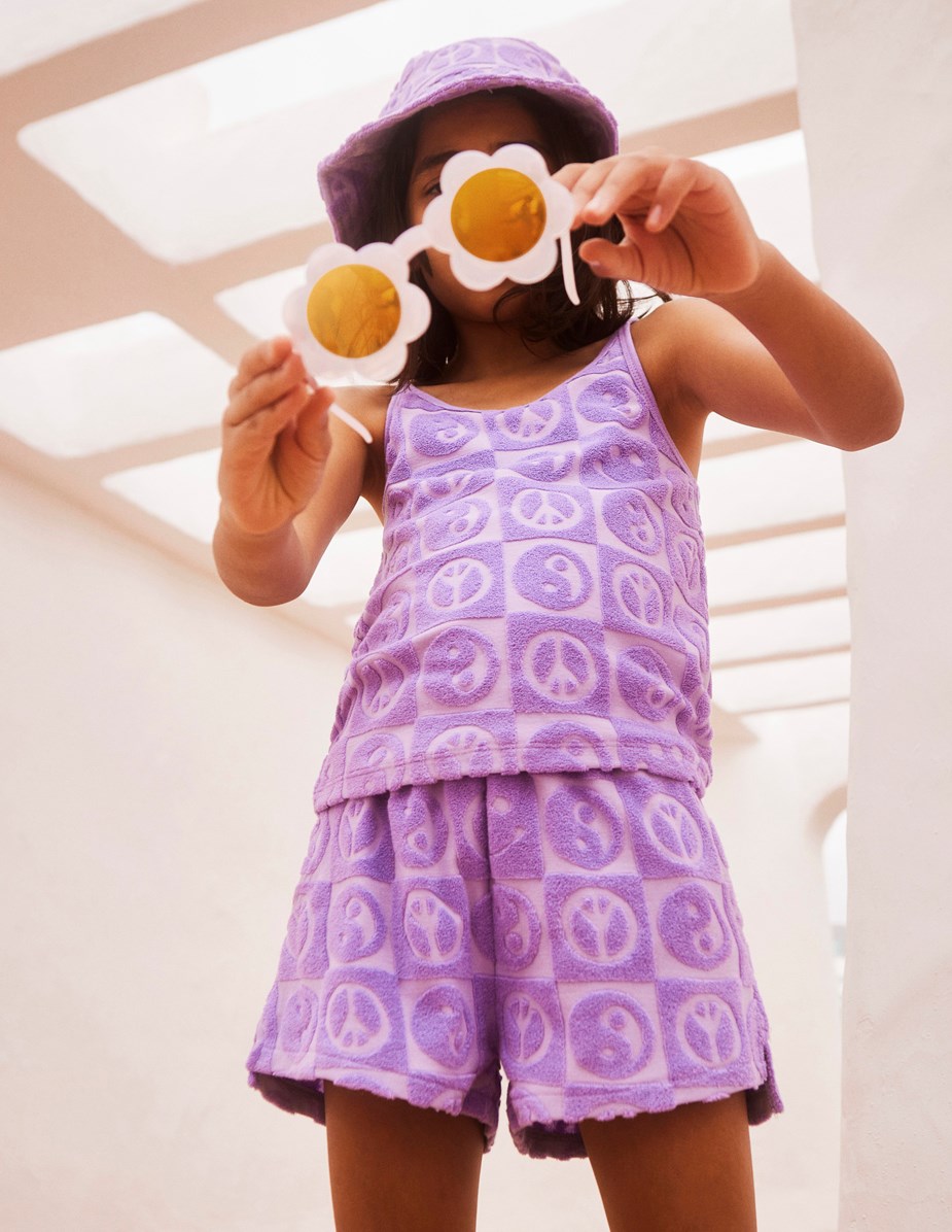 Rizi - Viola - Purple terry top with pattern 