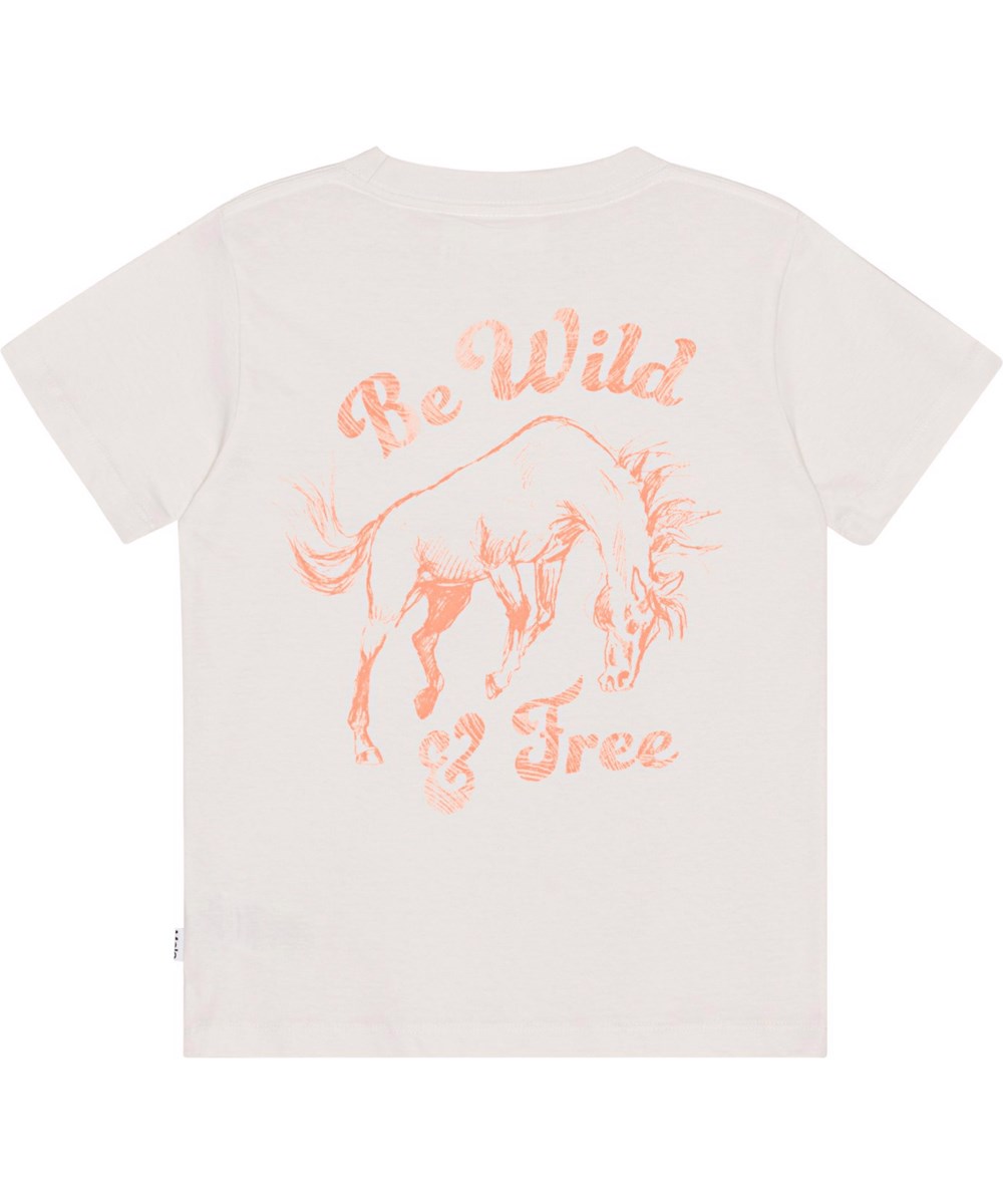Road - Be Wild And Free - White, organic t-shirt with horse print