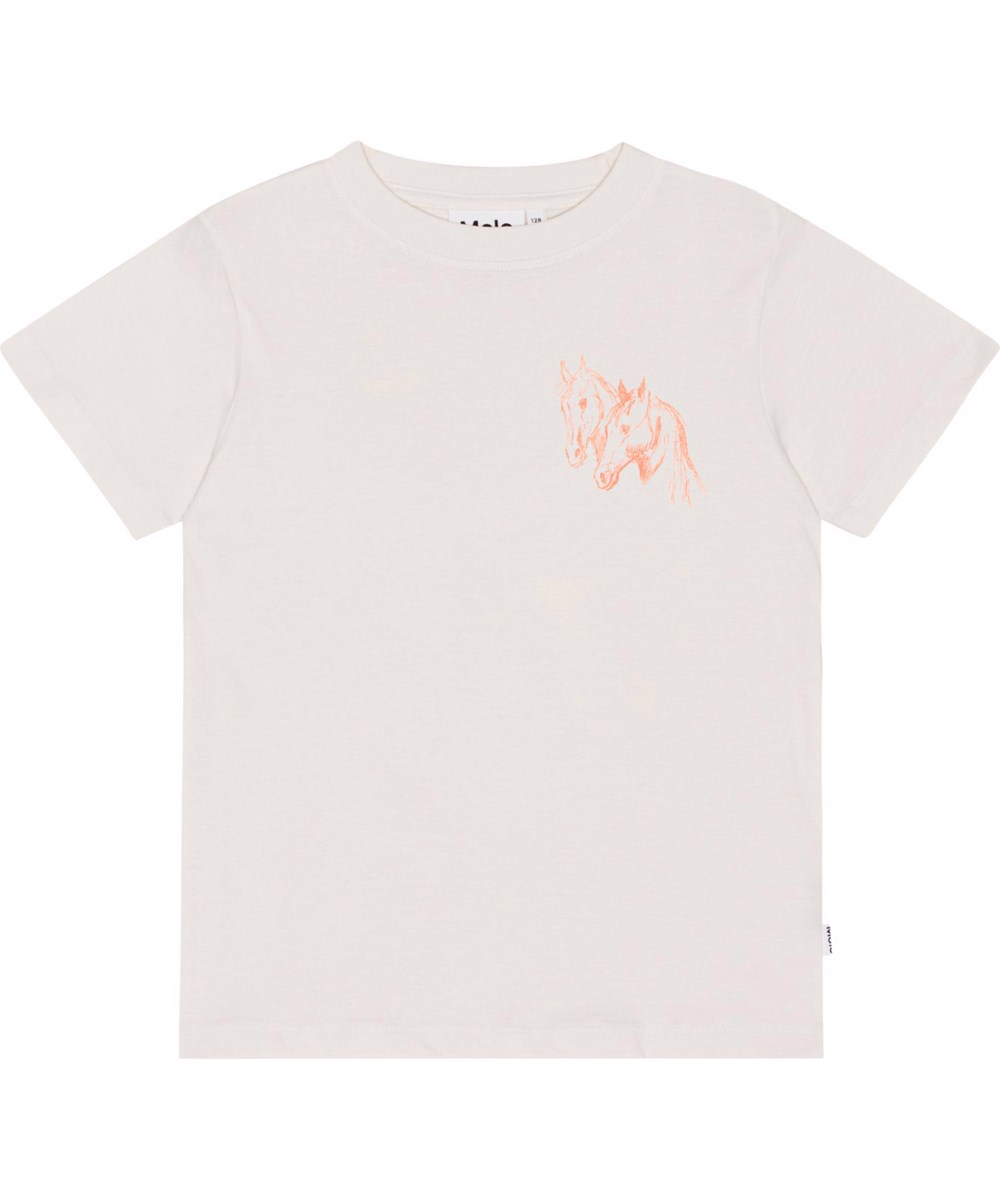 Road - Be Wild And Free - White, organic t-shirt with horse print