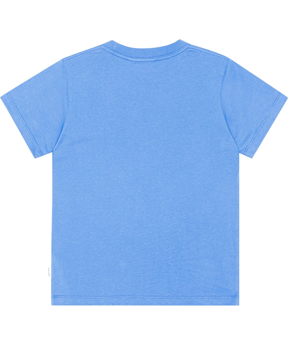 Road - Forget Me Not - Short sleeve, blue t-shirt in organic cotton with graffiti print of a white heart
