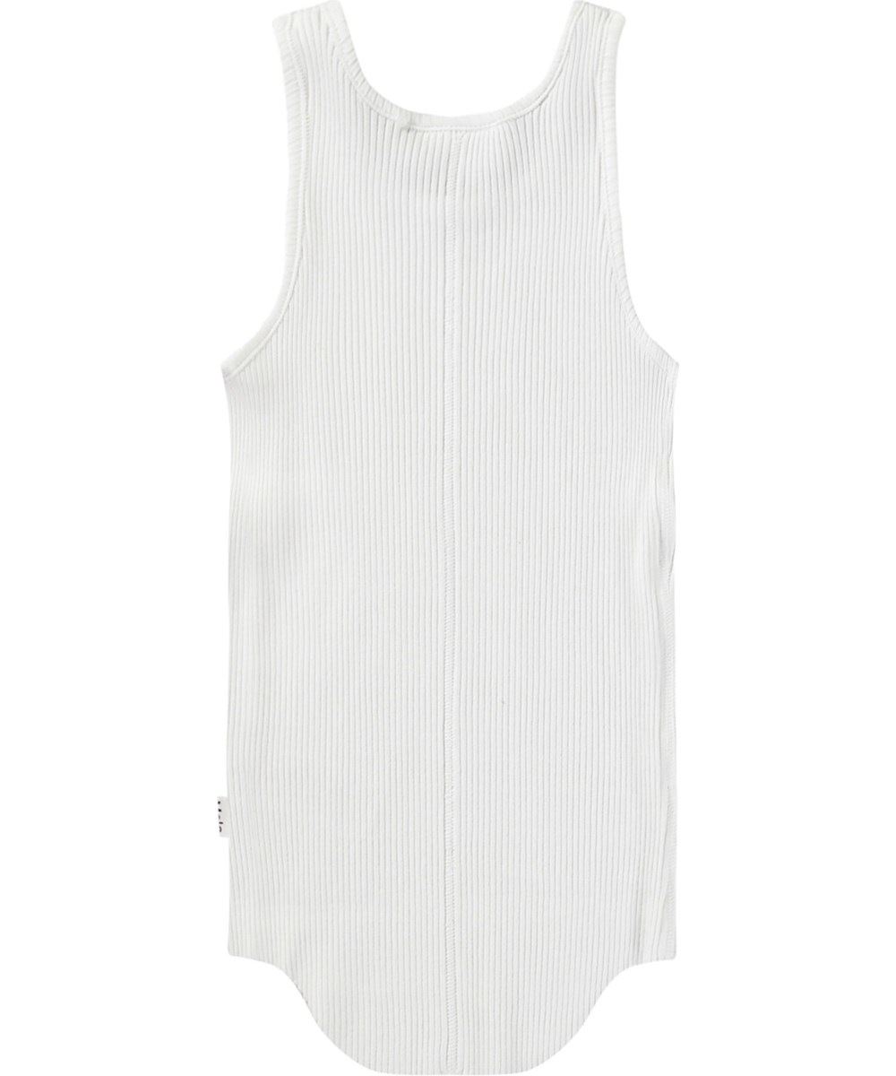 Roberta - Crisp White - White tank top for children in soft organic cotton rib with round neck.