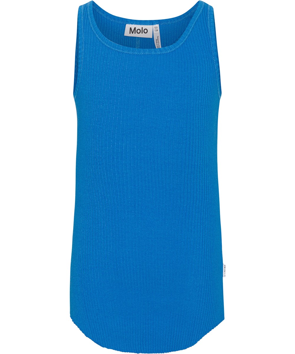 Roberta - Retro Blue - Tank top in blue organic cotton 