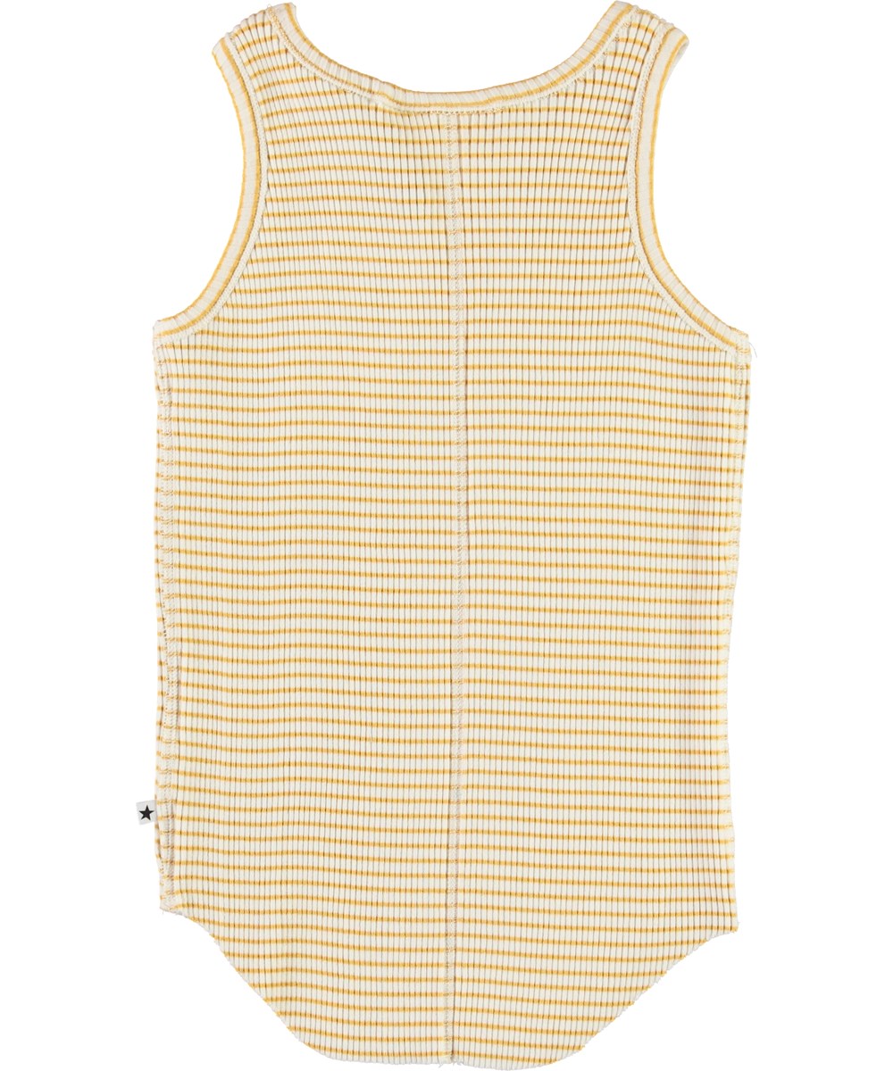 Roberta - White Yellow Stripe - Organic yellow and white striped vest 