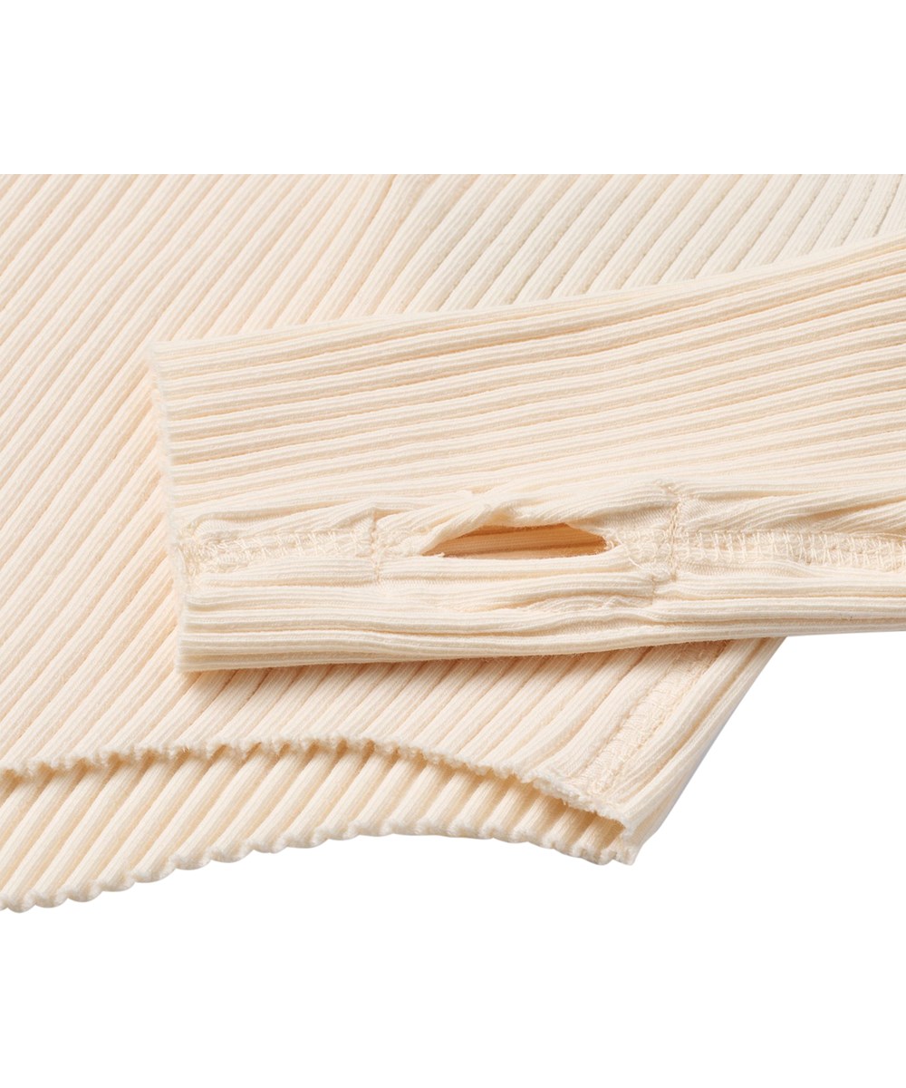 Rochelle - Pearled Ivory - Off-white long-sleeved top for children made of organic cotton rib 