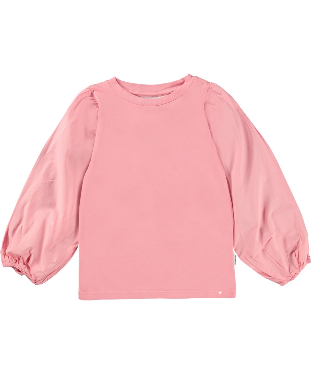 Rominda - Petals - Pink organic top with puff sleeves