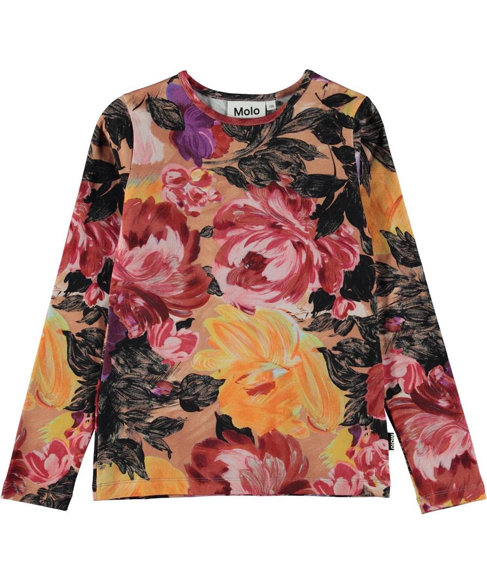 Rose - Artist Flowers - Rose organic top with all over floral print