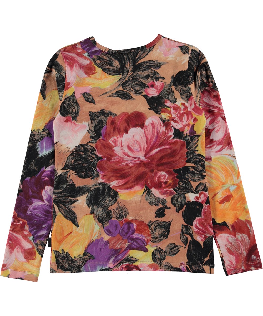 Rose - Artist Flowers - Rose organic top with all over floral print