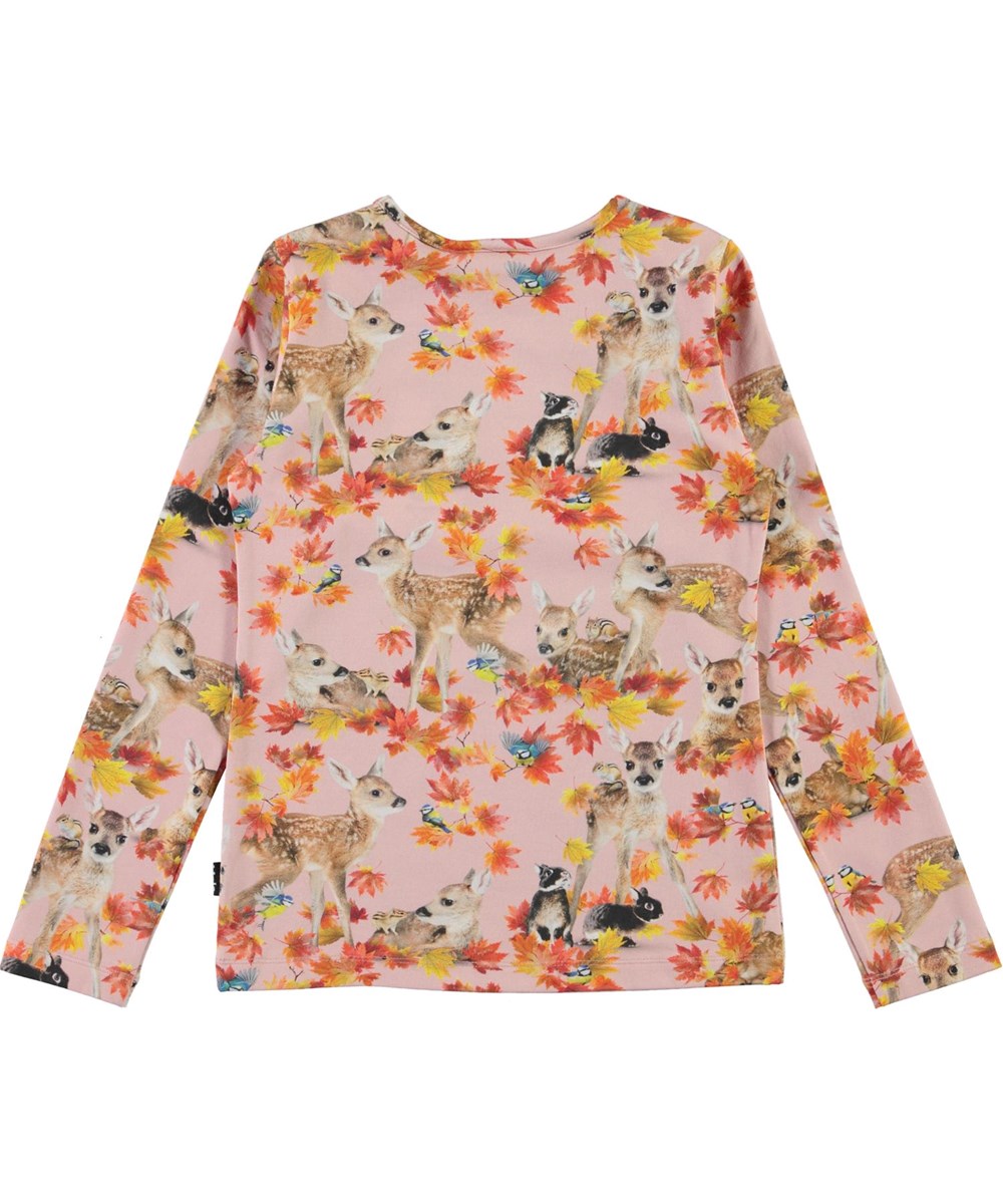 Rose - Autumn Fawns - Organic top with deer and rabbit print 