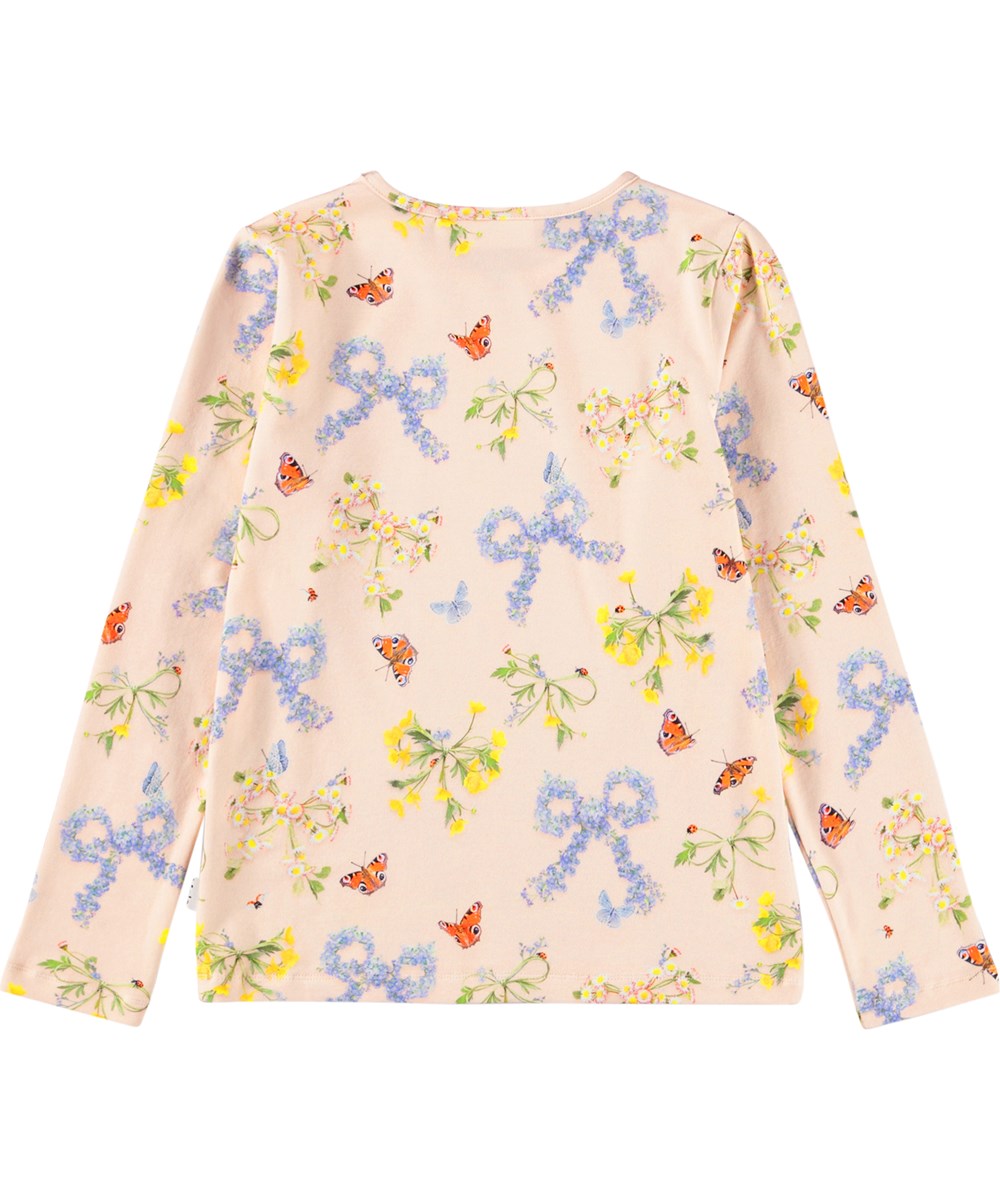 Rose - Flowerbows - Pink long-sleeved top for children made of organic cotton 