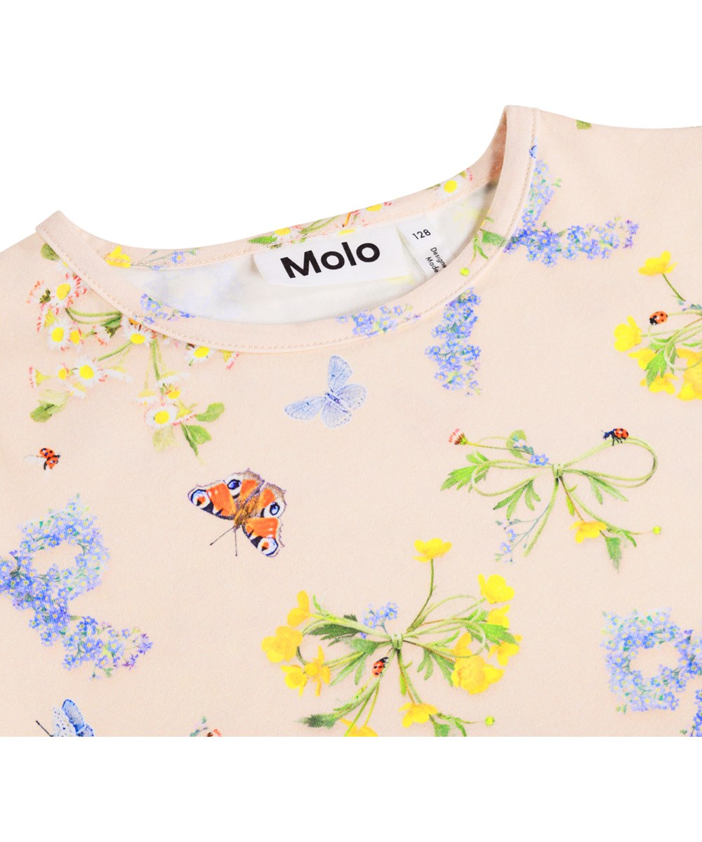 Rose - Flowerbows - Pink long-sleeved top for children made of organic cotton 