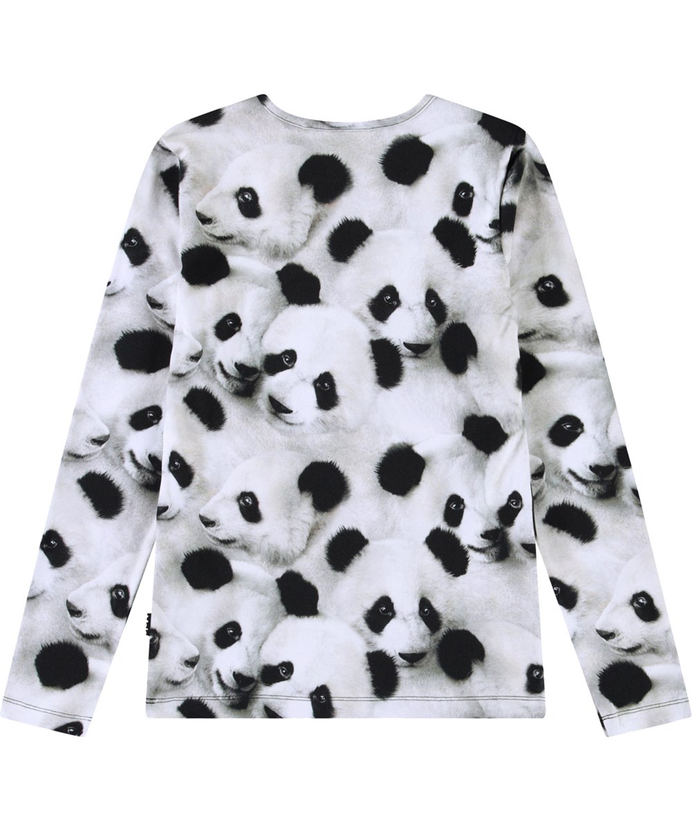 Rose - Giant Panda - Long-sleeved top for children in organic cotton with a round neck and panda print.