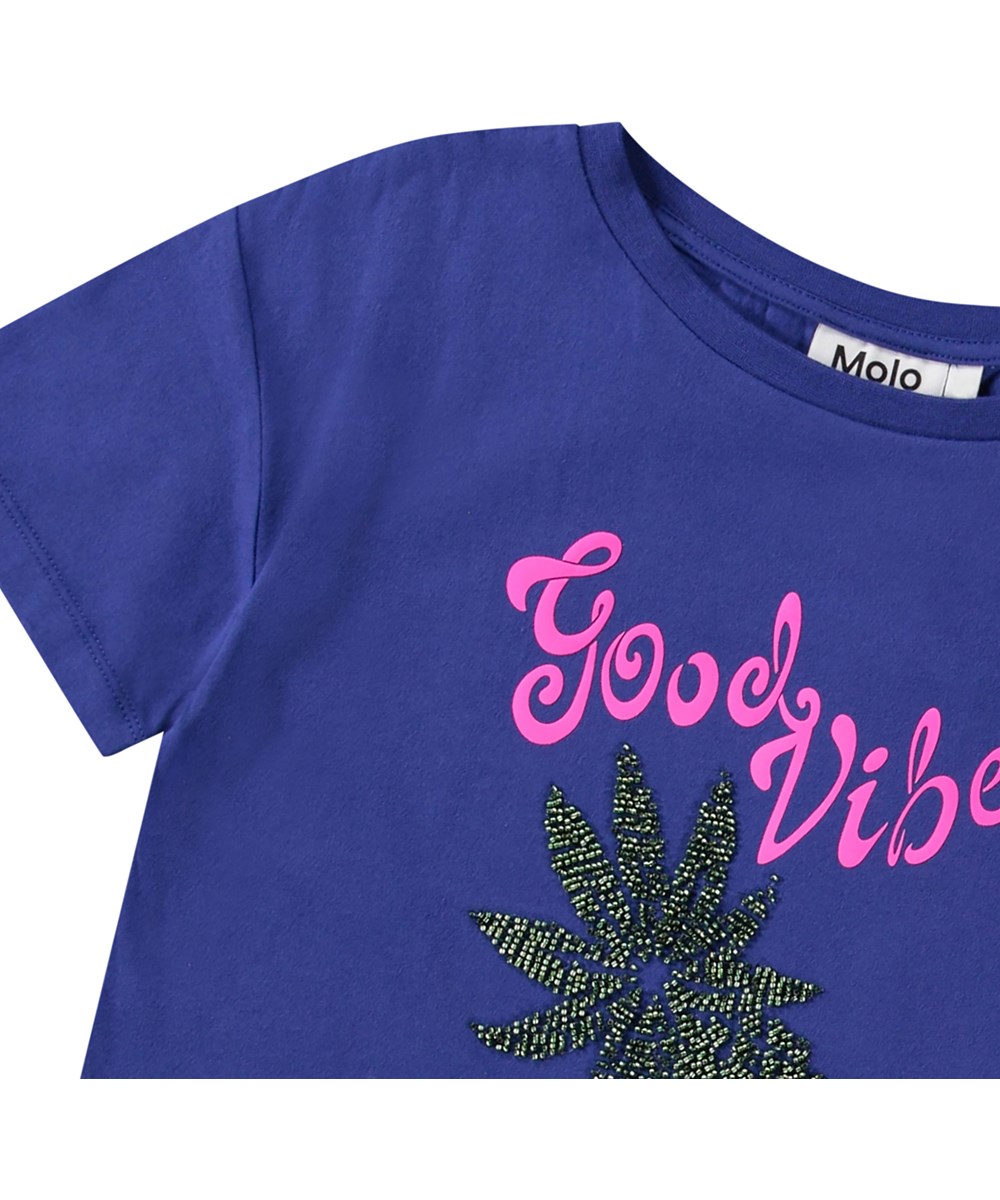 Roseanna - Sparkling Fruit - Oversized dark blue T-shirt for children in organic cotton with ribbed neckline.