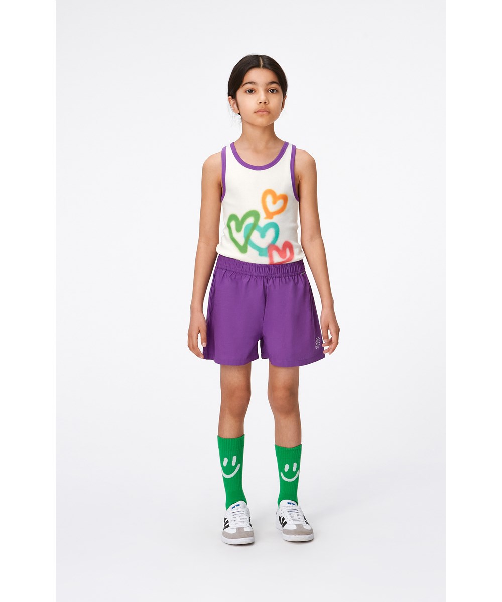 Rosie - Four Hearts - Snug, white tank top in organic cotton