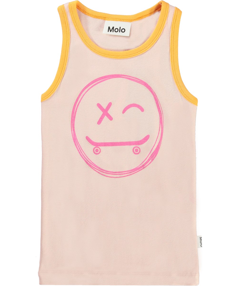 Rosie - Skate Smile - Rose organic vest with a sketboard smiley - Molo, image size:1000x1200