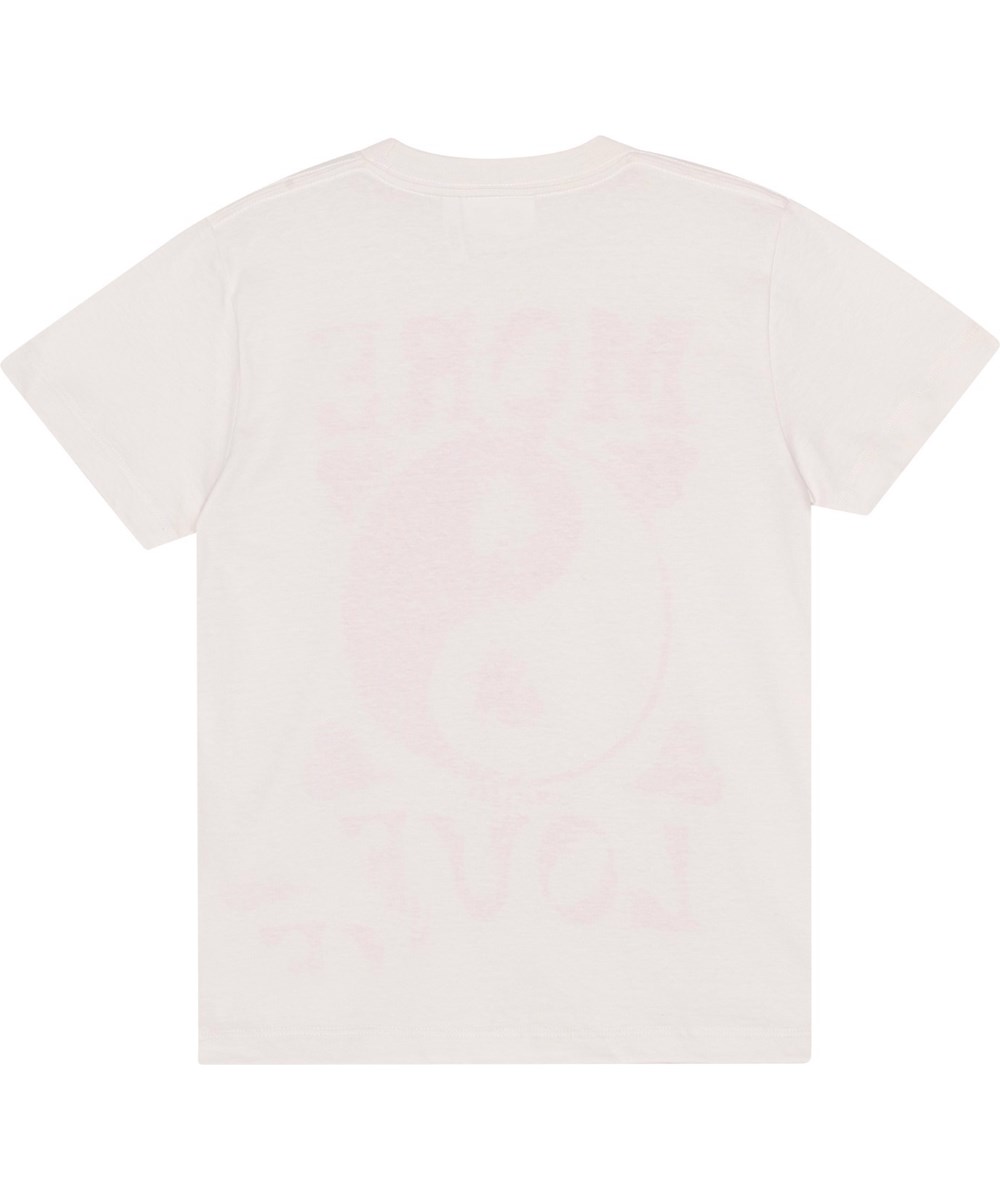 Roxo - Sea Shell - The white short-sleeved T-shirt in organic cotton features a large front print of Yin and Yang, along with the text 'More Love'