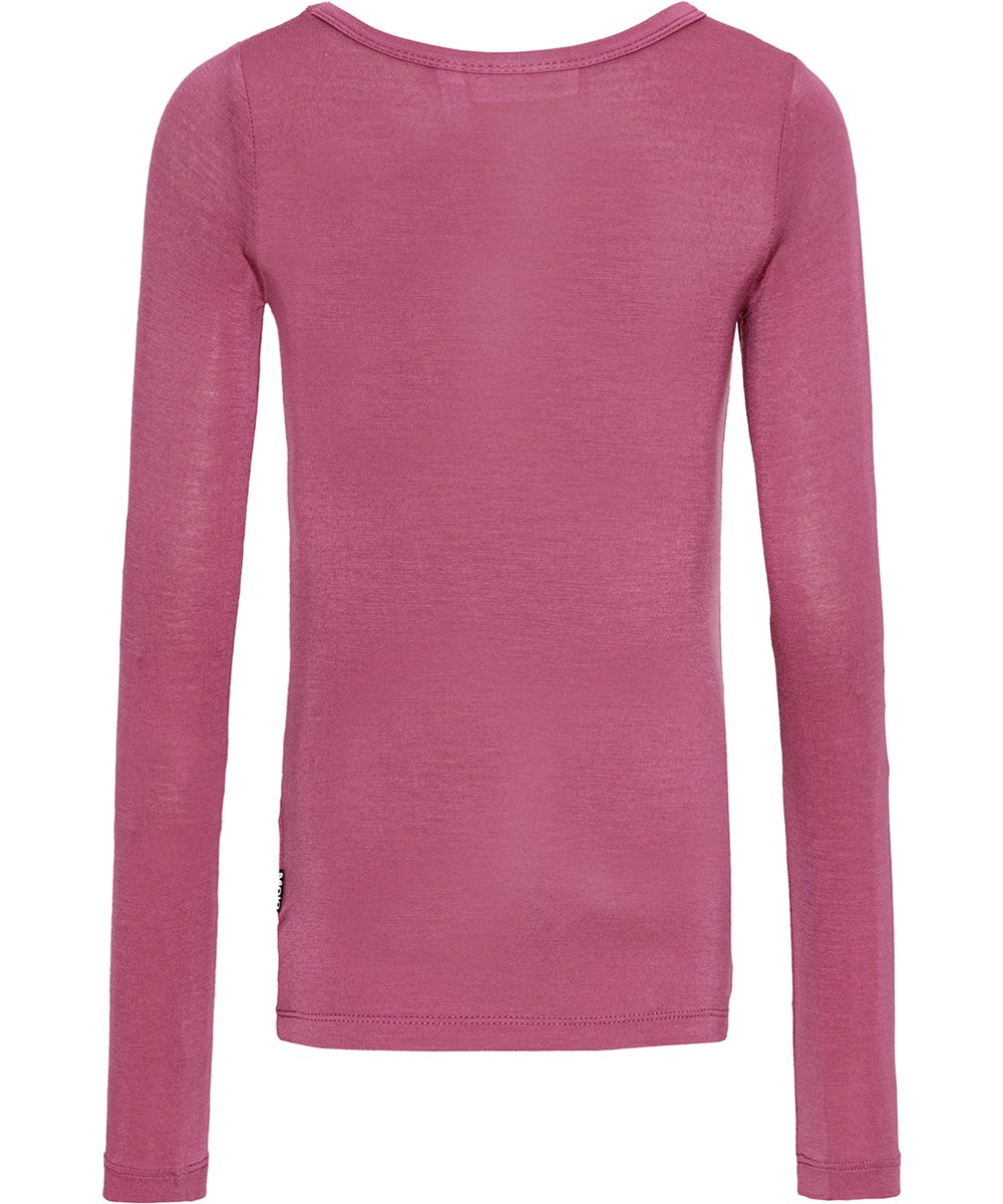 Ruana - Dark Rose - Soft viscose rose blouse with close-fitting cut and round neckline.
