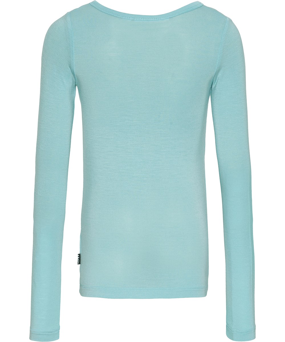 Ruana - Fragile Blue - Light blue viscose blouse with close-fitting silhouette, perfect for layering.