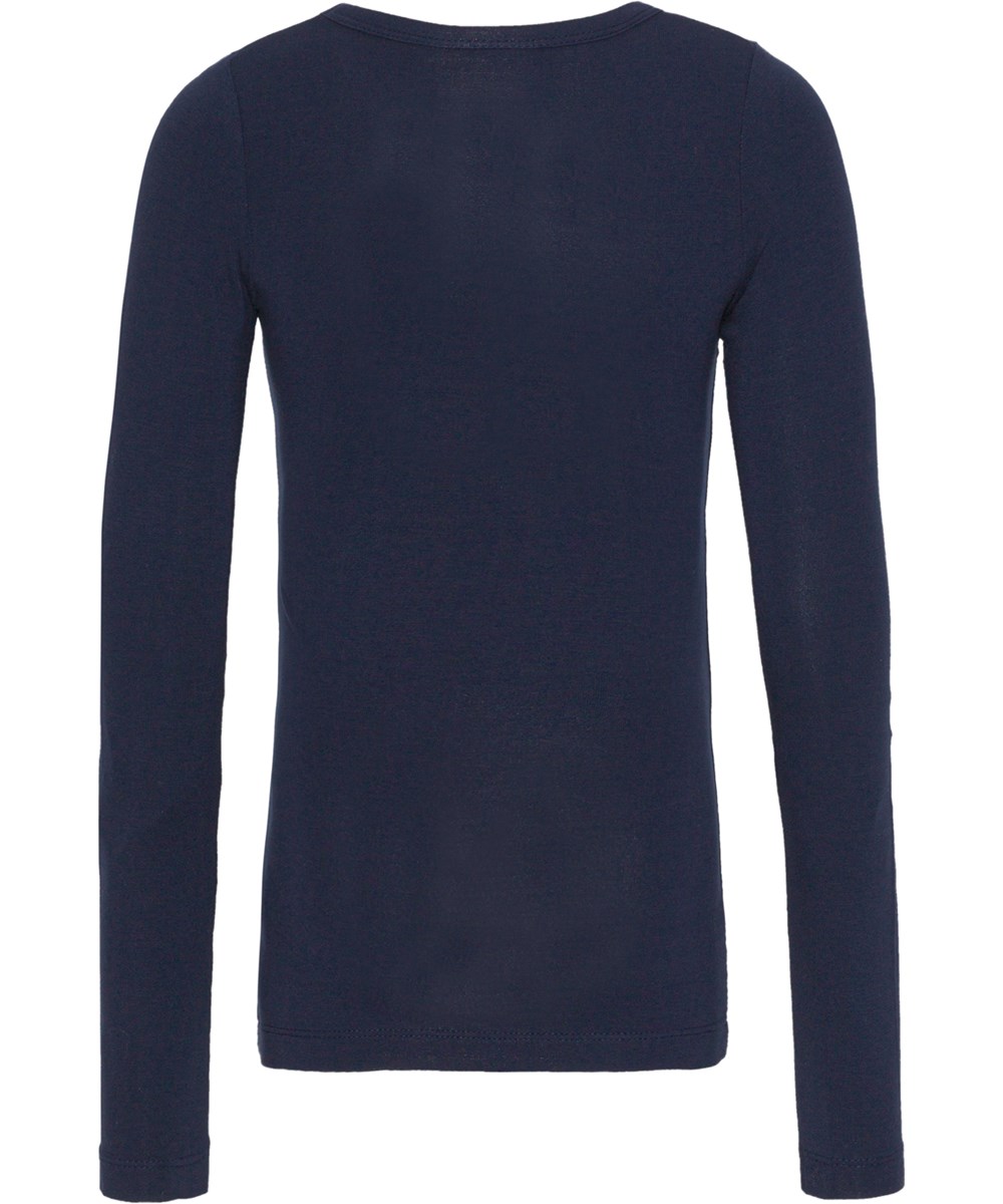 Ruana - Navy Sky - Dark blue long sleeve top in viscose jersey