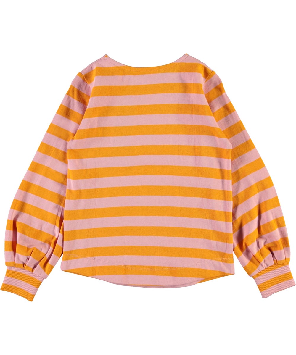 Rylee - Citrus Stripe - Rose and orange striped organic top