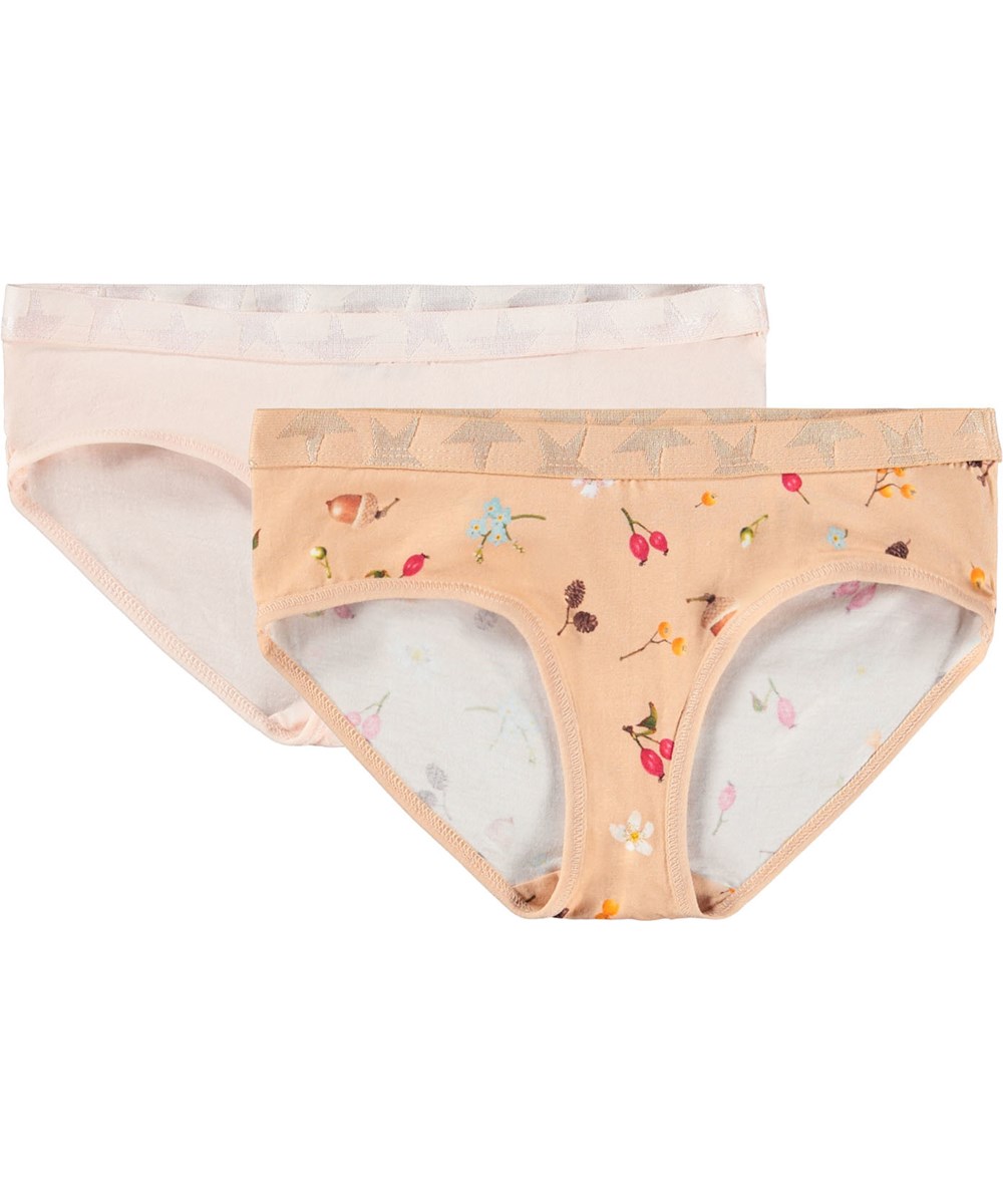 Jana 2-pack - Forest Rose - 2-pack of panties for children made of soft organic cotton.