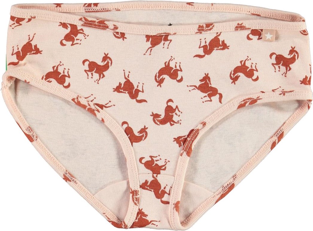 Jane Mini Horse Jersey Pink organic knickers with horse print Molo