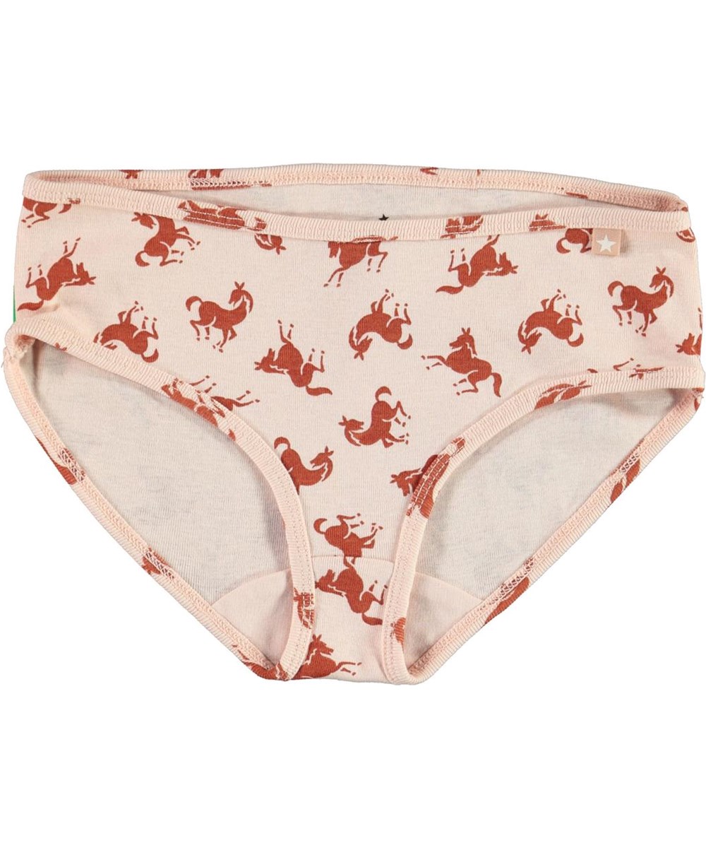 Jane - Mini Horse Jersey - Pink organic knickers with horse print