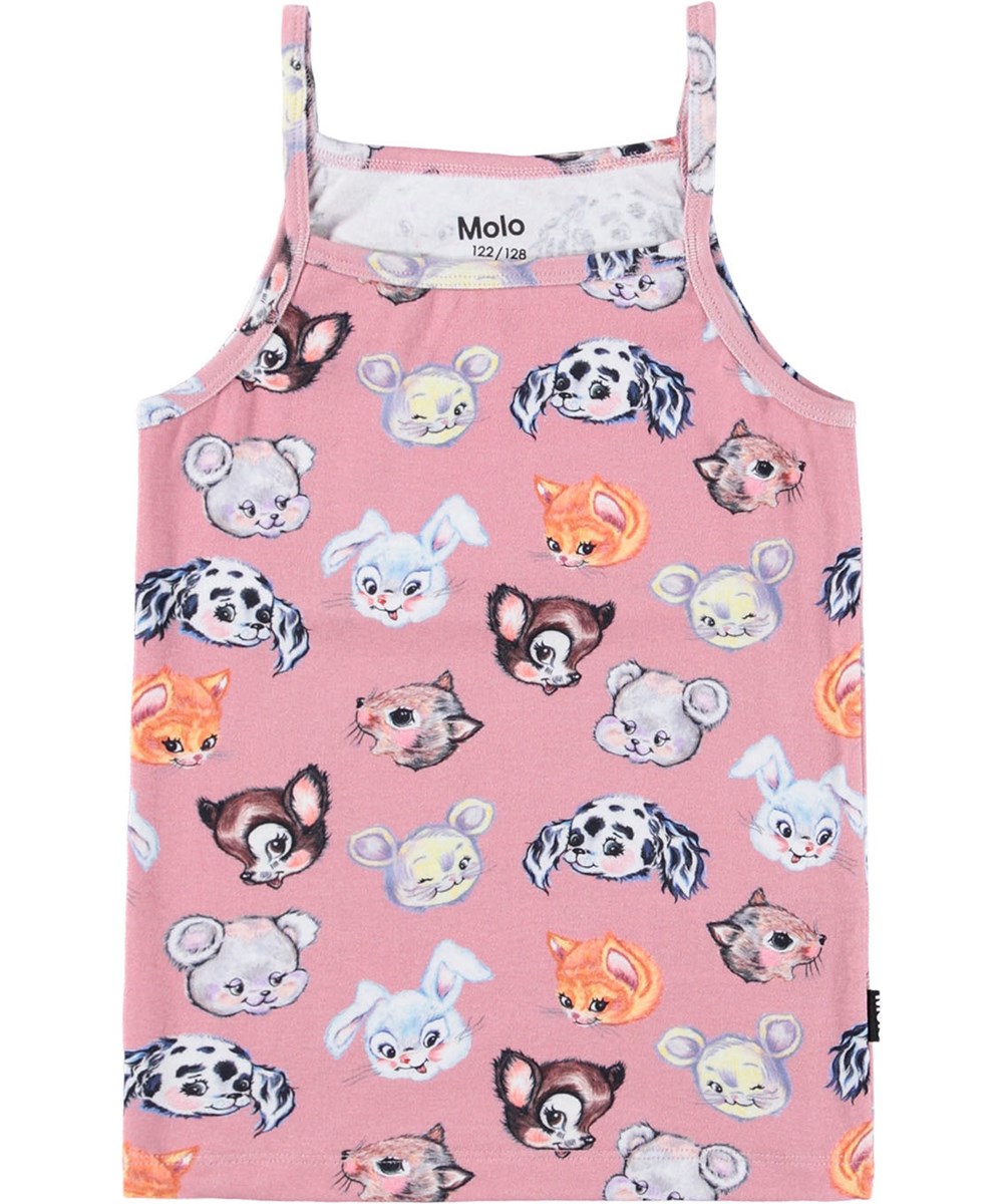 Janice Set - Itty Bitty Blush - Pink underwear set for children made of soft organic cotton with a print of animals from old cartoons.