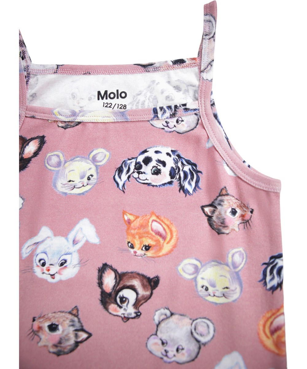 Janice Set - Itty Bitty Blush - Pink underwear set for children made of soft organic cotton with a print of animals from old cartoons.