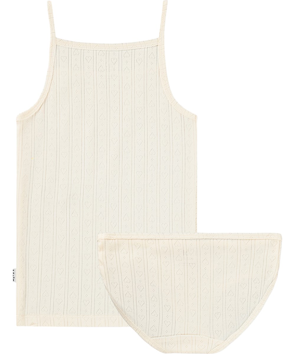 Janice Set - Pearled Ivory - Off-white set of underwear for children made of organic cotton with narrow straps 