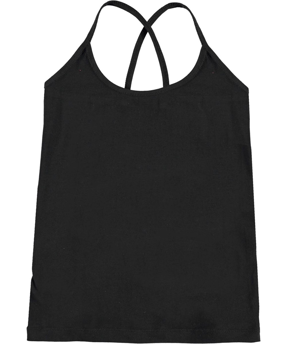 Janis - Black - Black organic top with crossed straps
