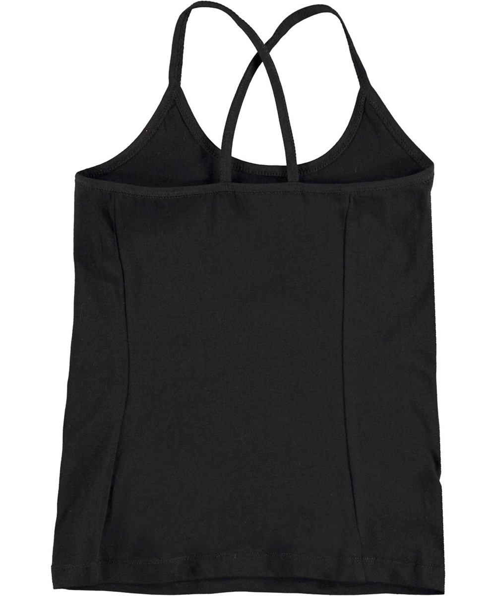 Janis - Black - Black organic top with crossed straps