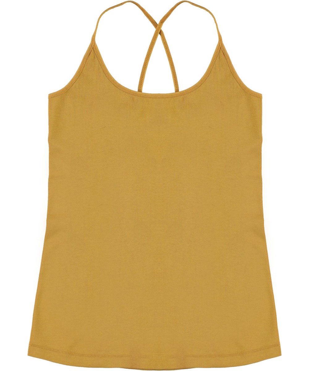 Janis - Honey - Yellow organic top with crossed straps