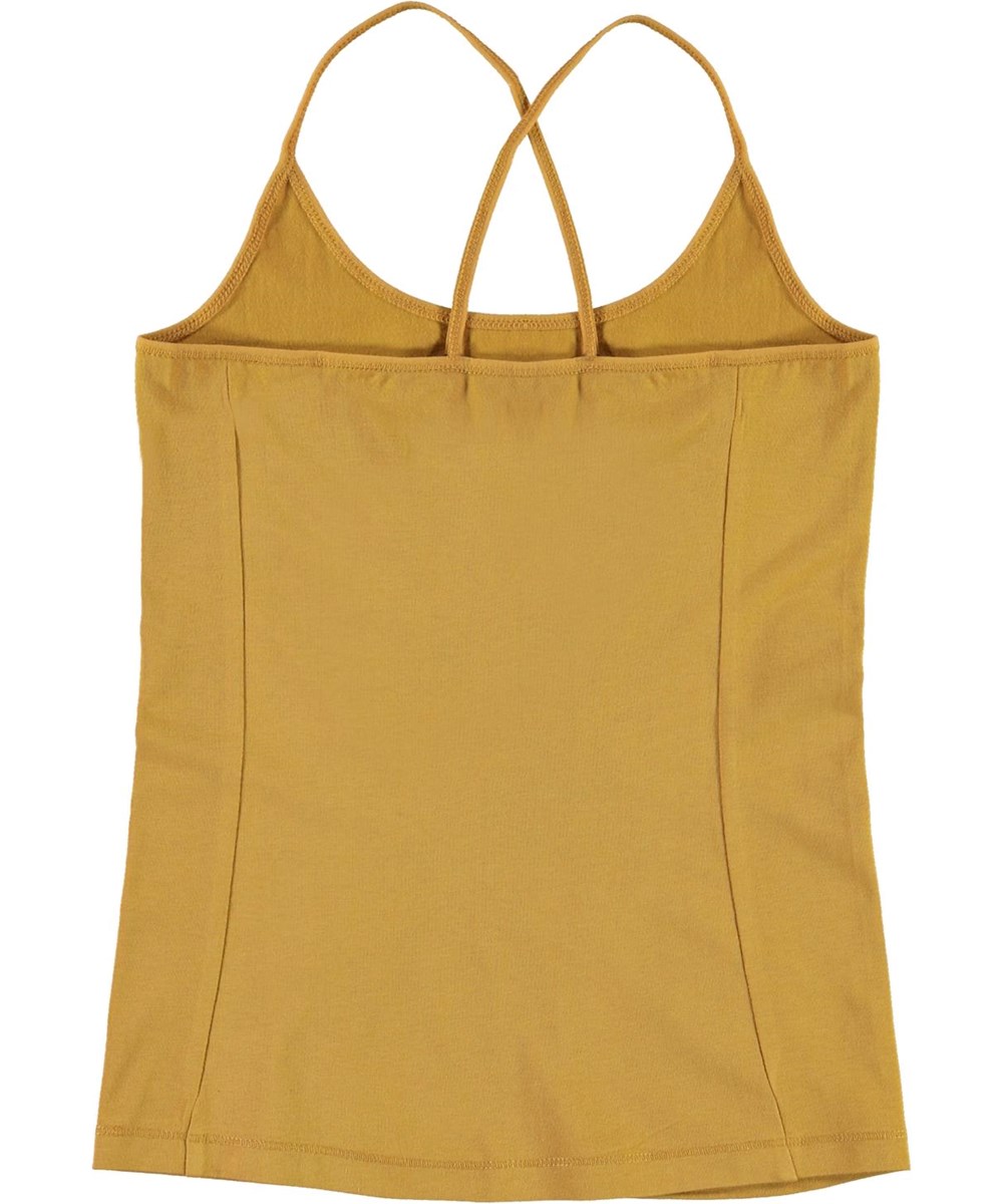 Janis - Honey - Yellow organic top with crossed straps