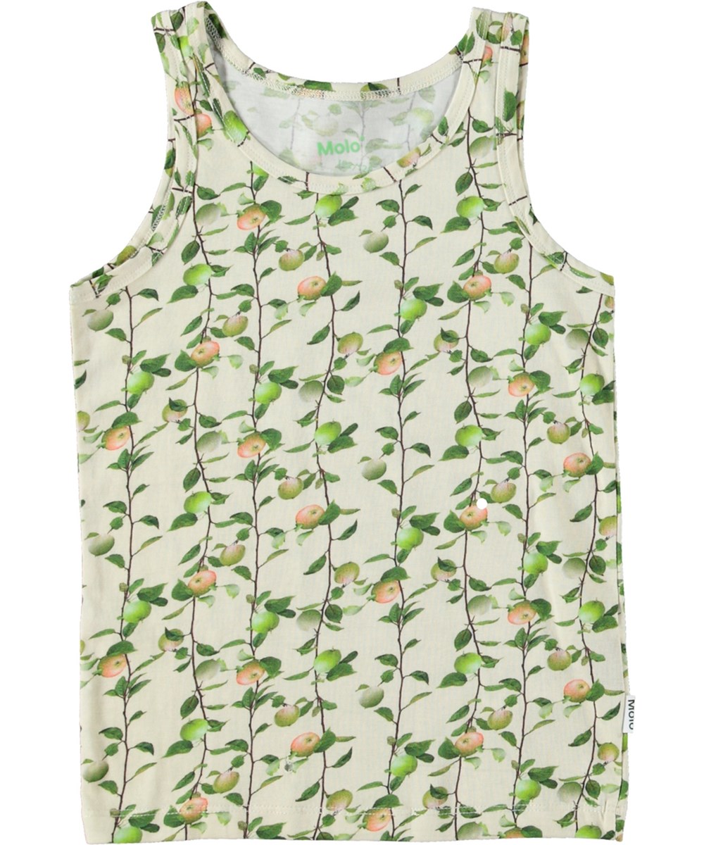 Jeanie 2-Pack - Appel Pearled - Organic 2-pack vests with apple print