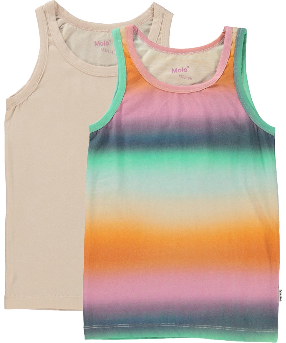 Jeanie 2-Pack - Fade Powder - Organic 2-pack vests with faded multi-colour