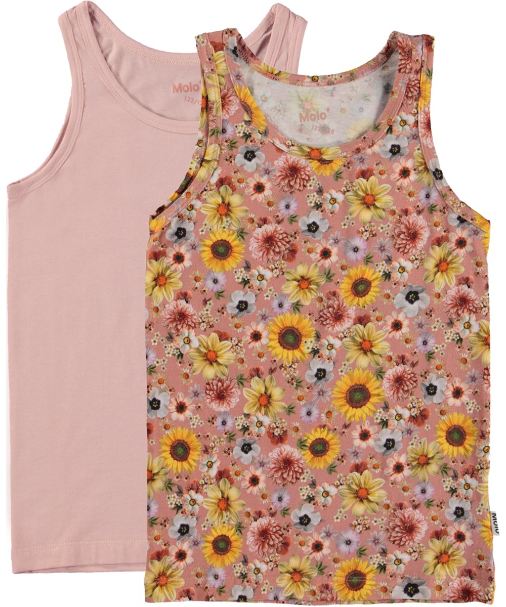 Jeanie 2-Pack - Floral Blush - 2-pack organic vests 