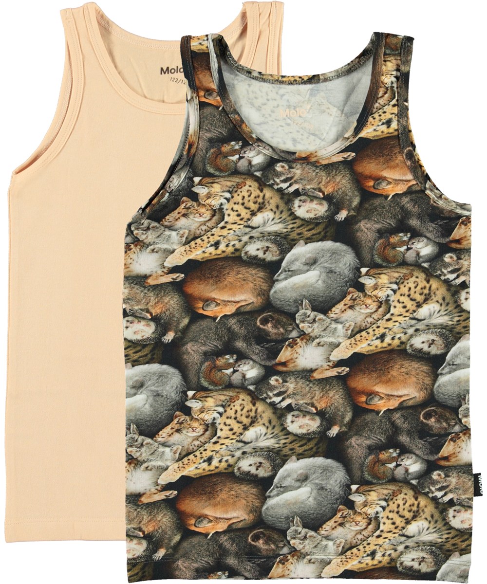 Jeanie 2-Pack - Fluffy Sleep - Organic 2-pack vests with animals