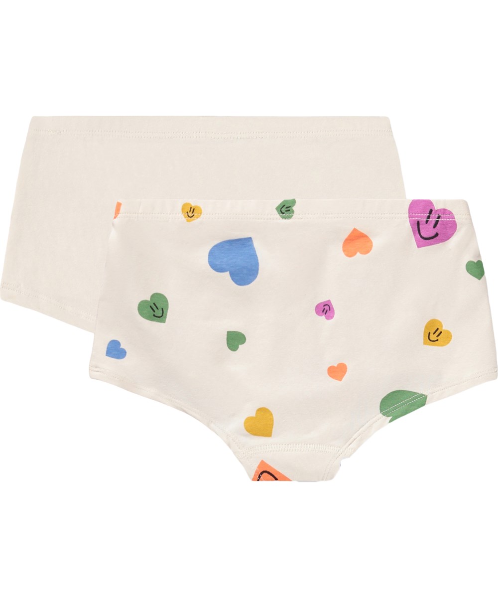 Jemma 2-Pack - Confetti Smiles - 2-pack of beige hipster for children made from organic cotton with a print 