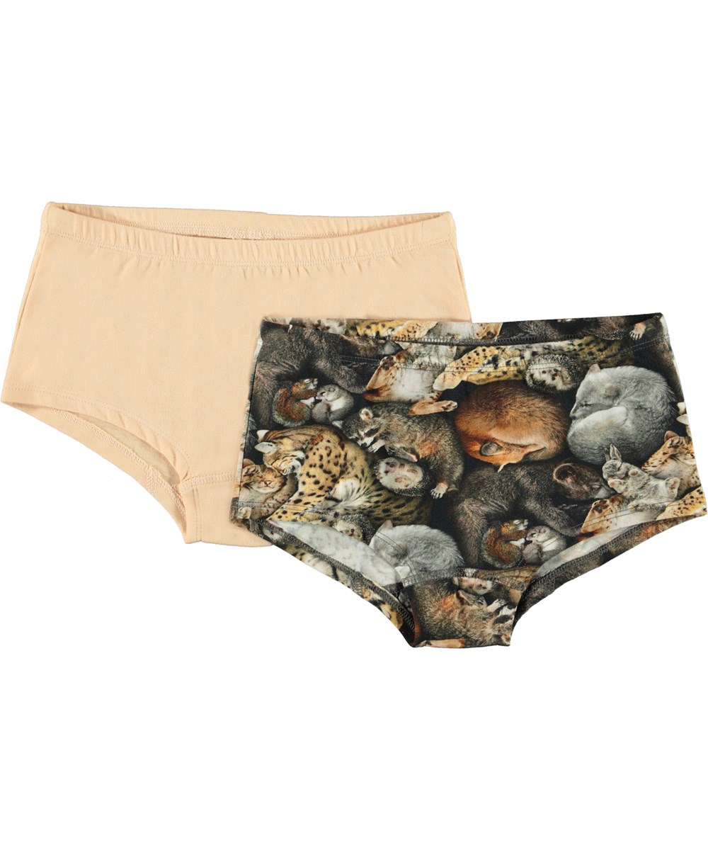 Jemma 2-Pack - Fluffy Sleep - 2-pack rose knickers in a wide fit and animals