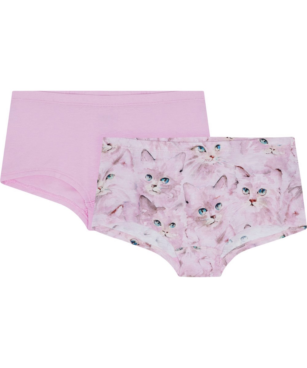 Jemma 2-Pack - Kitten Lavender - 2-pack briefs in organic cotton with cat print.