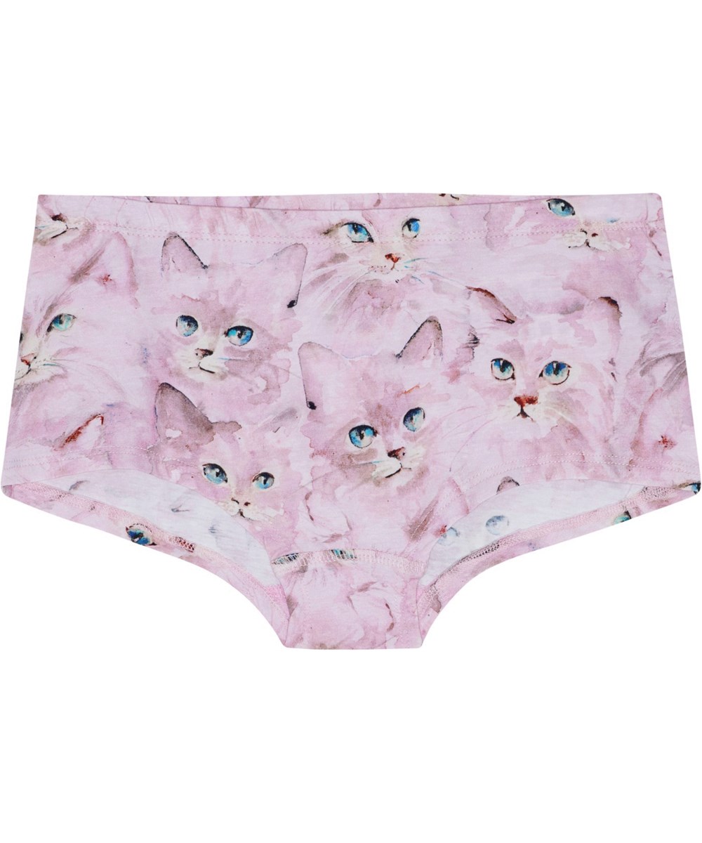 Jemma 2-Pack - Kitten Lavender - 2-pack briefs in organic cotton with cat print.