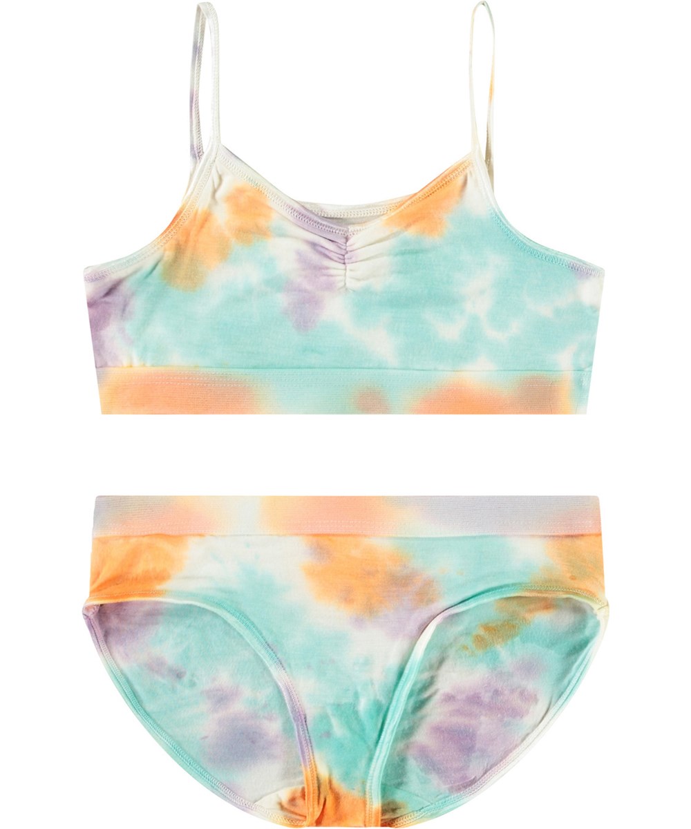 Jinny Set - Pastel Tie Dye - Pastel-coloured stretchy underwear for children made from soft viscose.