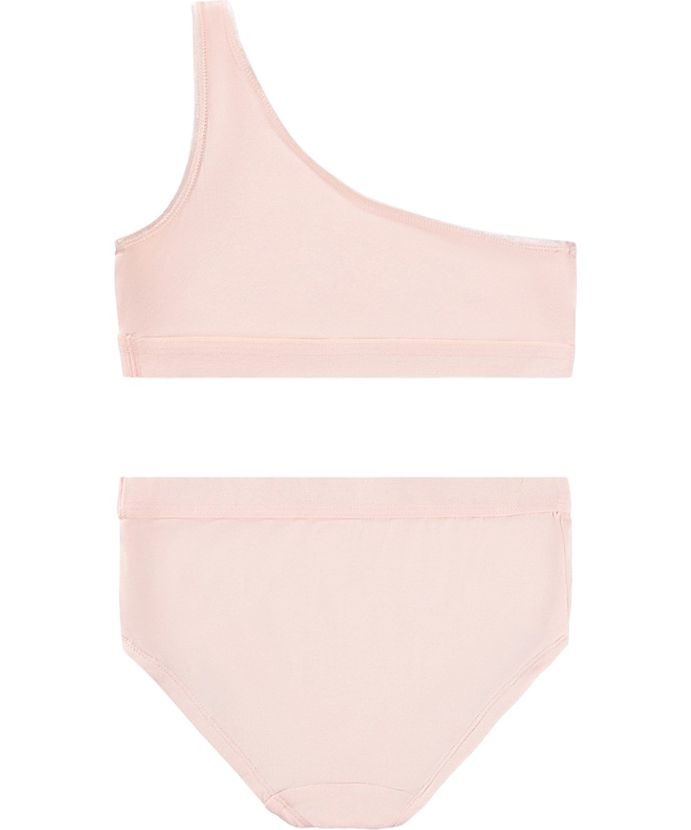 Joelle Set - Cloud Pink - Pink set of underwear for childeren with an asymmetrical viscose top 