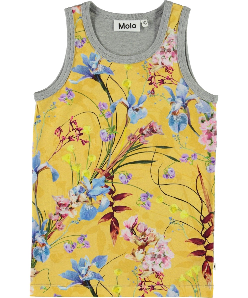 Joshlyn - The Art Of Flowers - Yellow organic vest with flowers 
