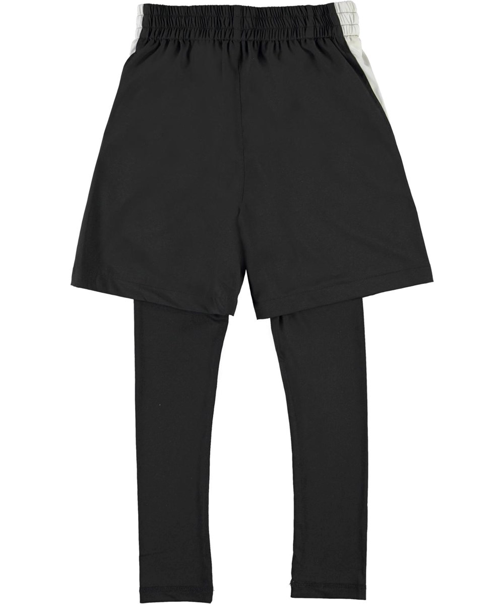 Acel - Black - Zwarte sportieve short met lange binnenbroek