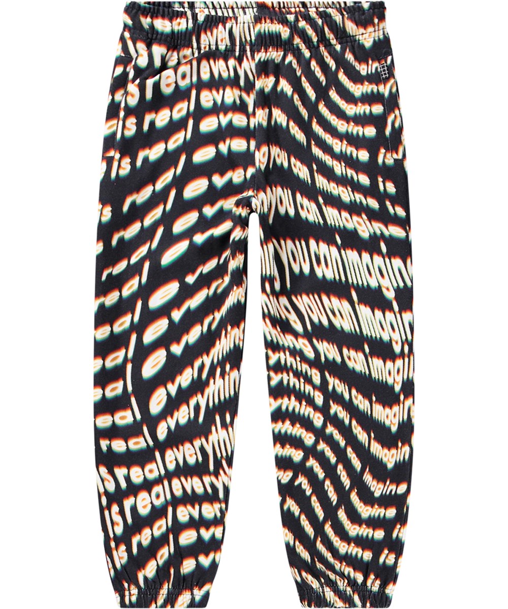 Adan - Everything Is - Biologische katoenen joggingbroek met een all-over vervaagde tekstprint.