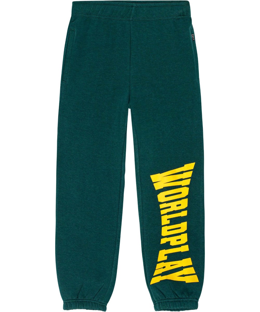 Adan - Ponderosa Pine - Zachte, groene biologische katoenen joggingbroek met elastische taille en enkels.
