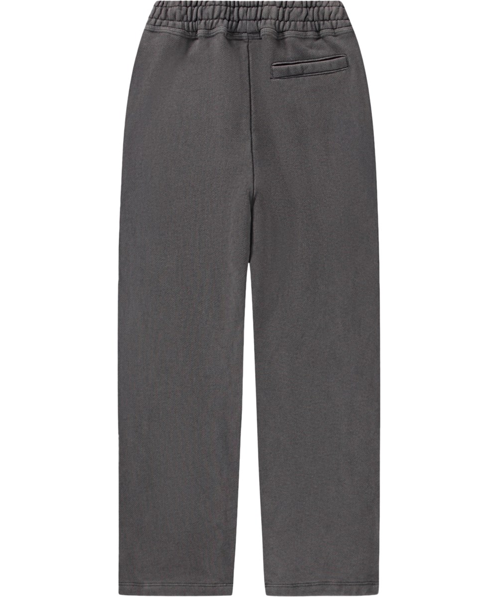 Adri - Raven - Grijze kinderjoggingbroek met een print gemaakt van biologisch katoen.