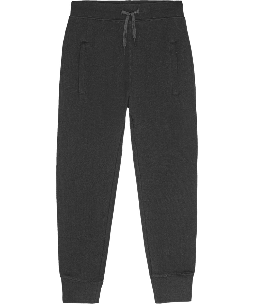 Afon - Black - Zwarte biologische katoenen joggingbroek met geribbelde tailleband en boorden.