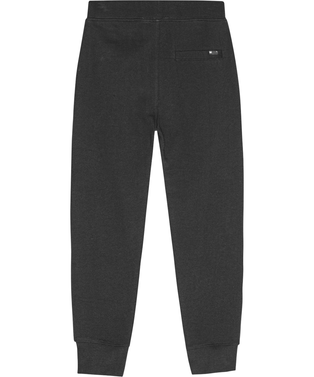Afon - Black - Zwarte biologische katoenen joggingbroek met geribbelde tailleband en boorden.